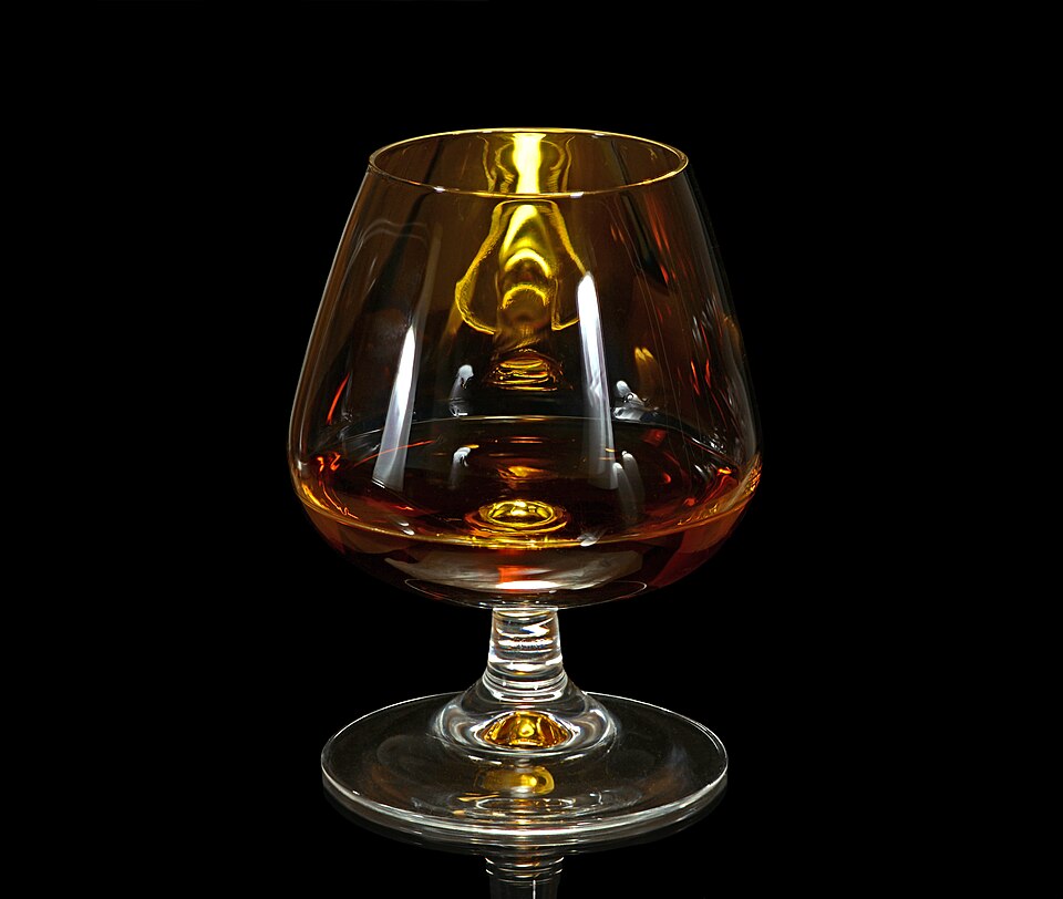 A glass of Greek Metaxa brandy served neat