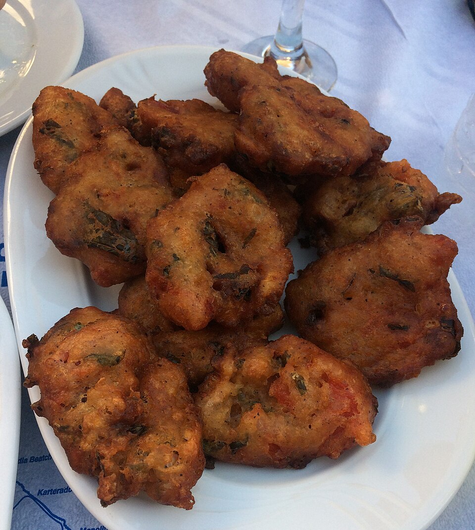 Santorini ntomatokeftedes tomato fritters, golden and crisp