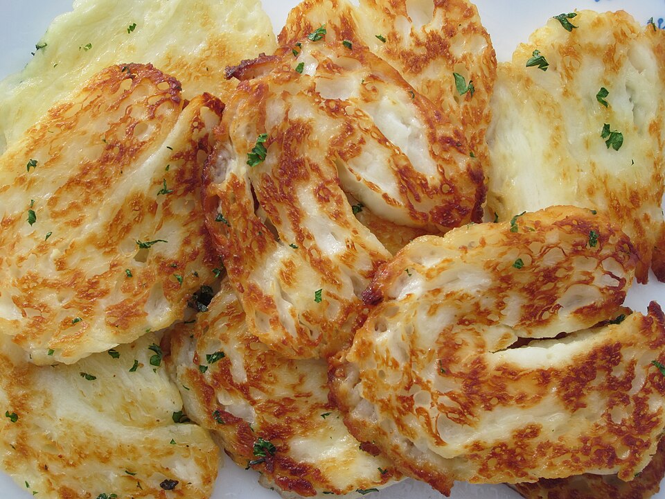 Sliced halloumi cheese, grilled and golden