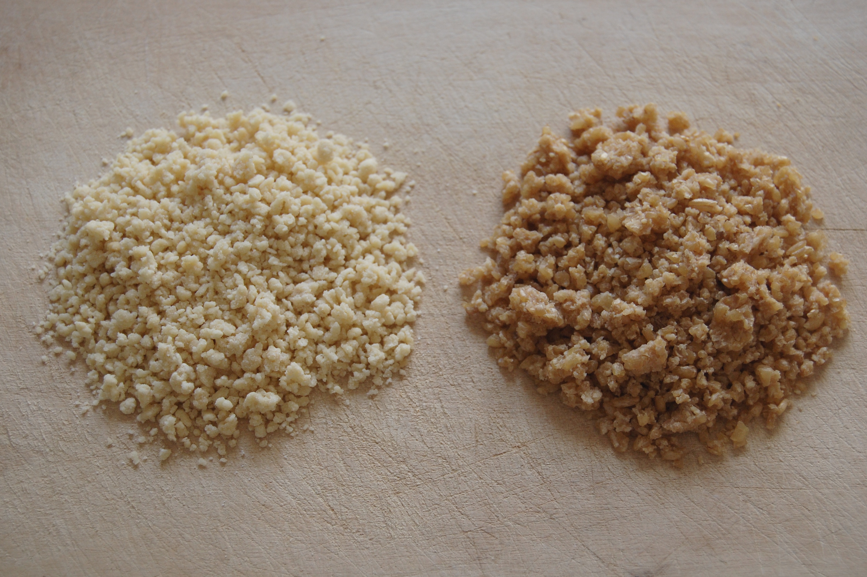 Dried trahanas crumbs, fermented wheat and soured milk