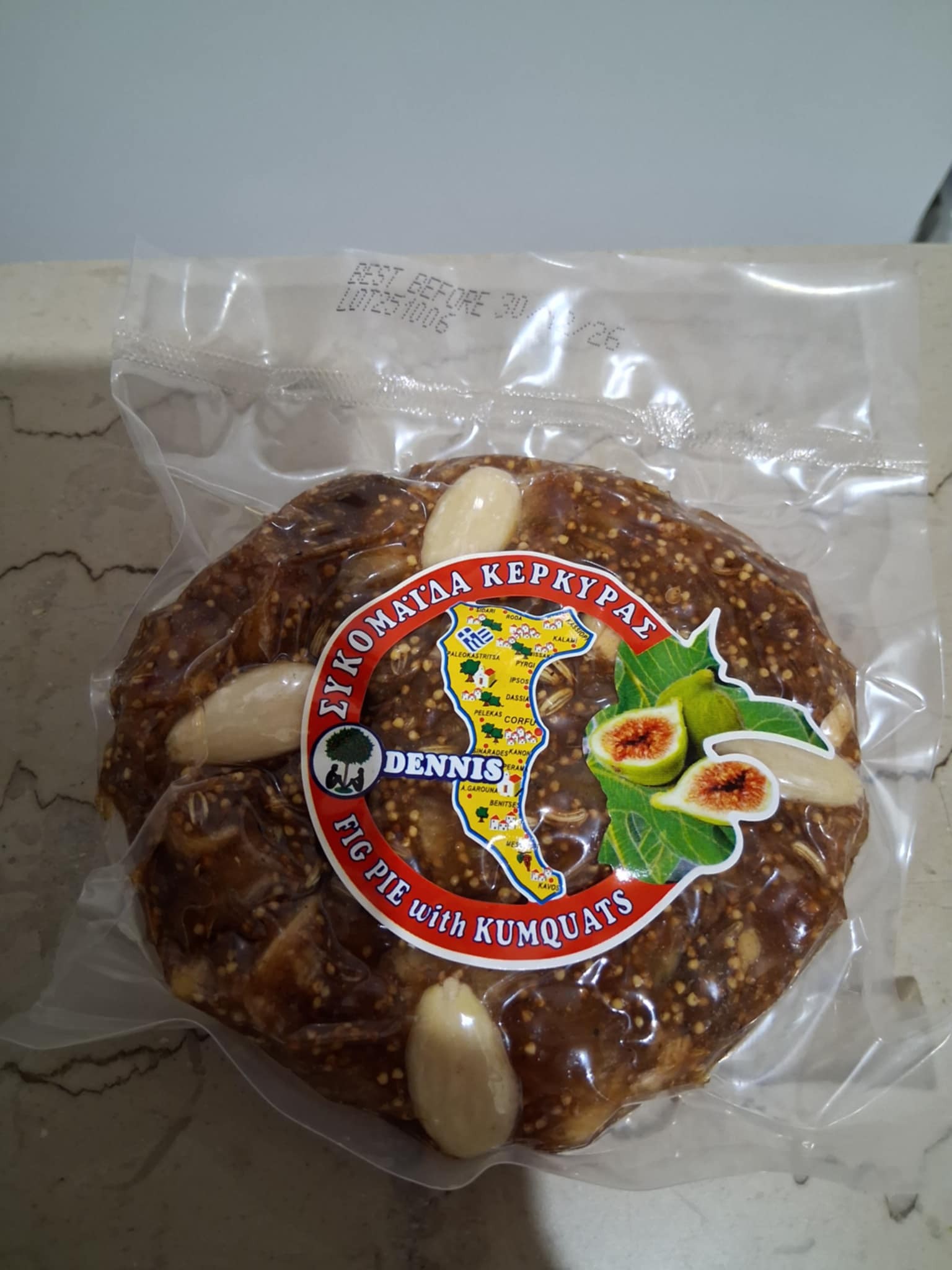 Sliced sykomaida fig and walnut bars from the Peloponnese