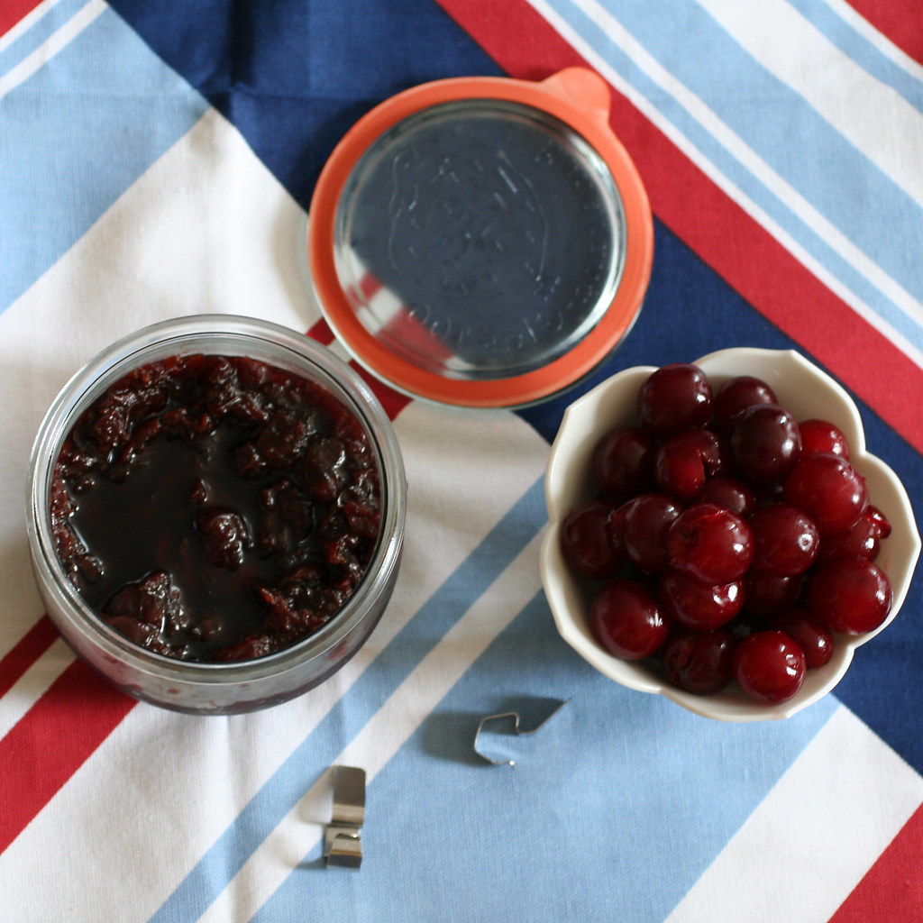 A jar of Greek vissino glyko sour cherry spoon sweet
